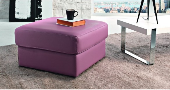 RINO Pouf Coffre carr en cuir